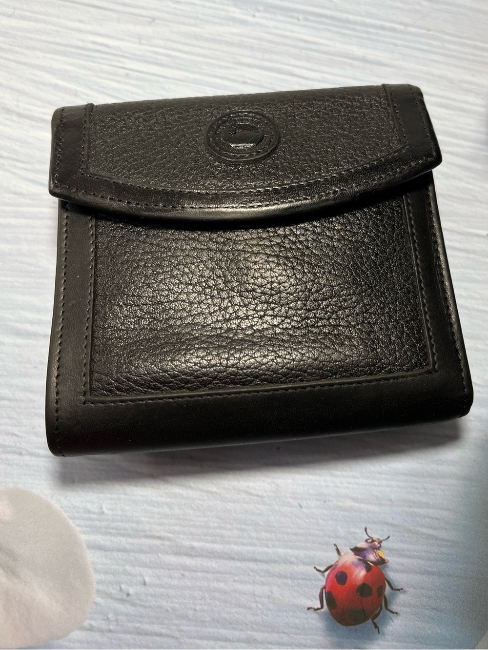 🦆 DOONEY & BOURKEY 90’S AWL PEBBLE TRIFOLD BLACK KISSLOCK POUCH COIN BAG VINTAGE